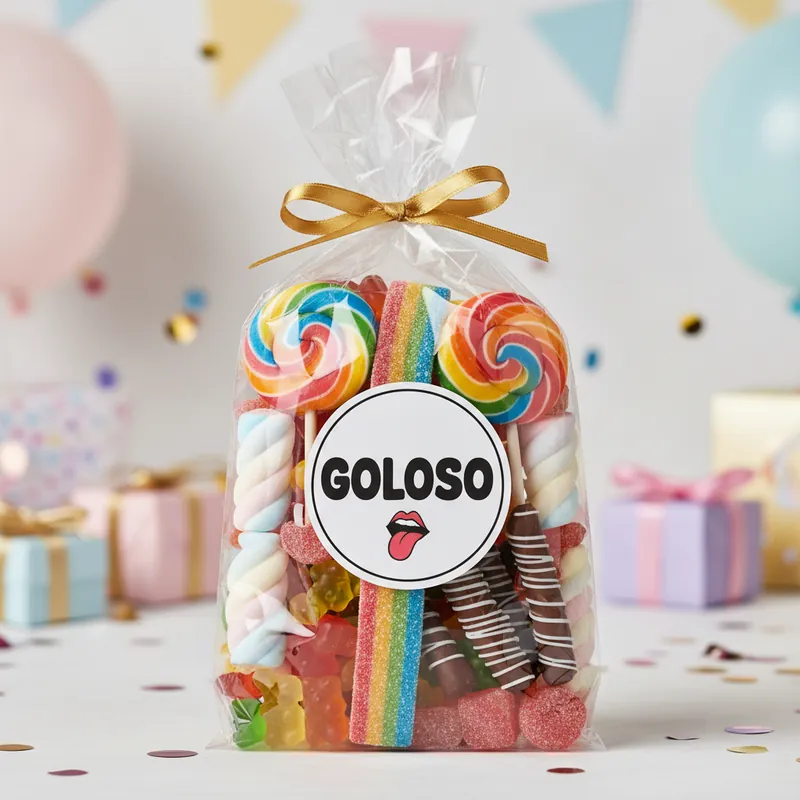 Bolsa personalizada de chuches con sticker GOLOSO