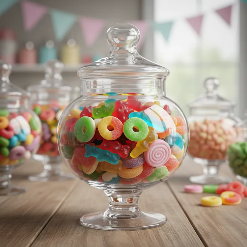 Gominolas variadas en tarro de cristal